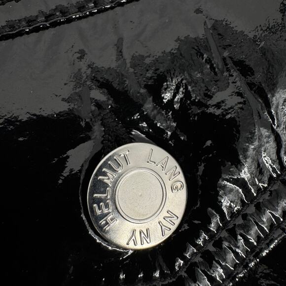 HELMUT‎ LANG Vinyl Spread Collar Button Down Jacket Black Medium Patent Leather - Picture 12 of 14